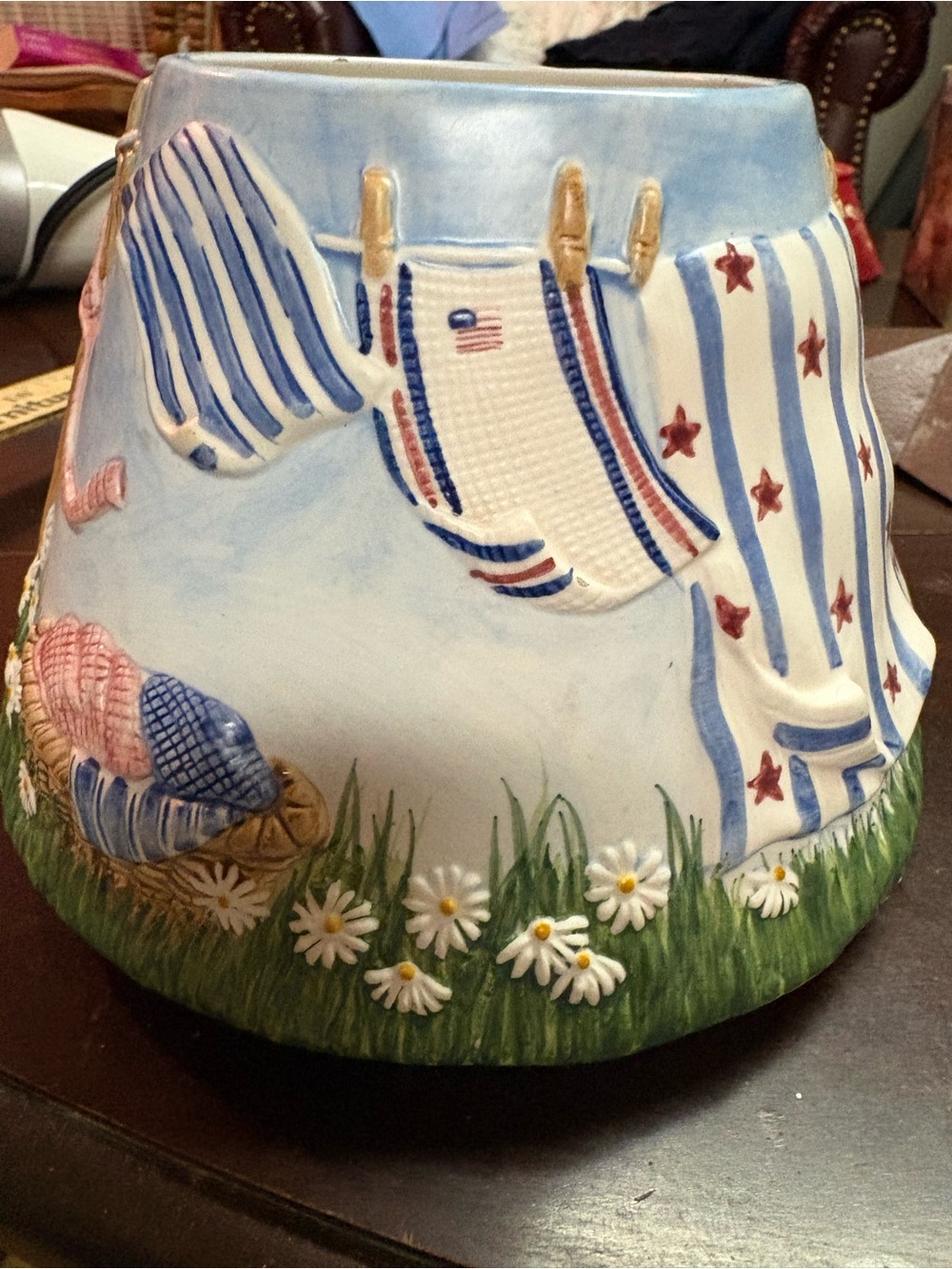 Yankee Candle Blue, White & Red Americana Laundry Ceramic Shade